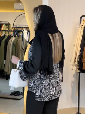 کت ژاکارد آستین پوست گل‌دار 120501
