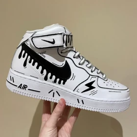کفش ایرفورس ساق بلند کاستوم Black Drip
