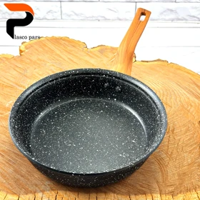 تابه 20 تکدسته دسته چوبی گرانیتی مشکی سفید هاناتک