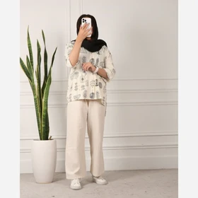 تونیک زنانه لینن طرح برگ
