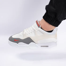 کفش کتانی اسپرت ساق‌دار مردانه رنگ سفید طوسی مدل نایک NIKE Jordan 4