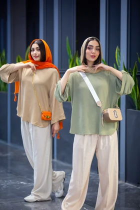 مانتو کنفی کراش یقه گرد