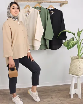 شکت یقه چین لینن اسلب زنانه