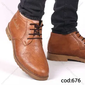 نیم بوت چرم کلارک عسلی زیره قهوه ای - کد 676(Tb0)