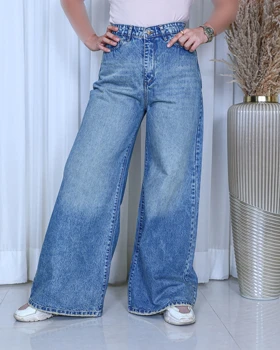 خرید شلوار جین فول بگ زنانه آبی کثیف شور پارچه ترک Outfit bag jeans کد 912500