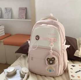 کوله پشتی اسپرت اویز دار خرسی (گلبهی)