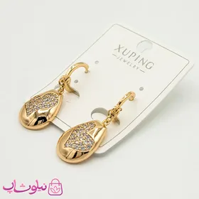 گوشواره آویز ژوپینگ مدل اشک با نگین قلب