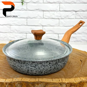 تابه 24 ونیز تکدسته دسته چوبی درب پیرکس طوسی هاناتک