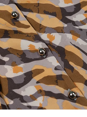 شومیز زنانه ساتن طرحدار مجلسی یقه گره‌ای 30108