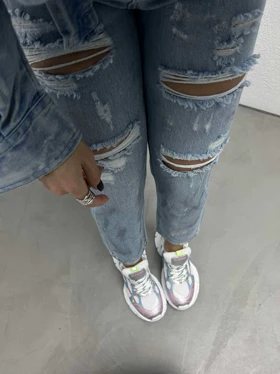 شلوار جین مام طرح رنگ