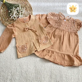 کت سارافون دخترانه کتان پارچه خارجی سایز نقلی