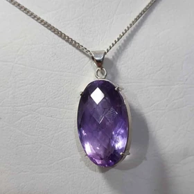 گردنبند نقره با سنگ آمیتیست کد 501 (بدون زنجیر)