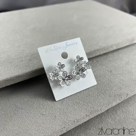 گوشواره زنانه مدل گل نگین کریستالی 20376