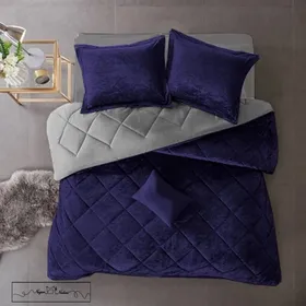 روتختی مینیمال مخمل طرح لوزی سرمه ای 100080