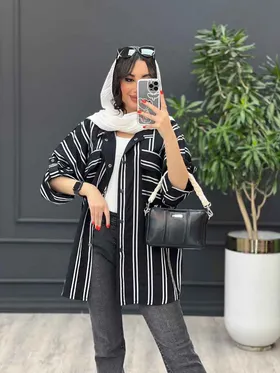 مانتو پانچ راه راه دو خط