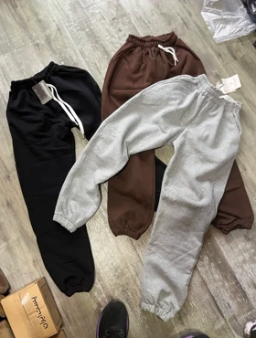 شلوار جاگر دورس ملانژ پارچه سه نه پنبه کمر و دمپا گتر