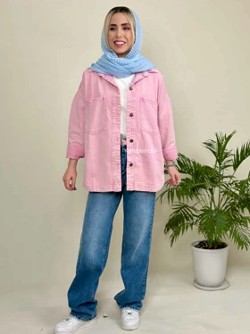 کت کتان زنانه طرح زارا (صورتی)