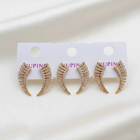 گوشواره ژوپینگ طرح بادبزنی (کمان) تمام نگین