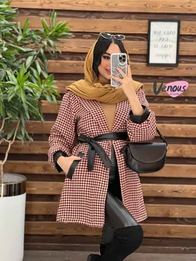 پالتو طرحدار سرآستین چرم