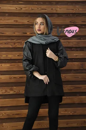 پالتو کتی آستین چرم