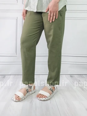 شلوار کتان مام استایل کمرکش