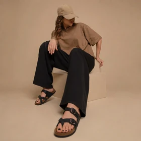 صندل زنانه برکین شصتی_مشکی کد 2383