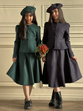 ست وکت ودامن نیکی تینیجری دکمه گلدوزی