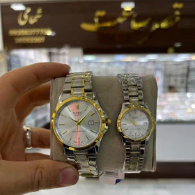 ساعت ست زنانه و مردانه کاسیو کلاسیک CL9124 دو رنگ طلایی صفحه سفید