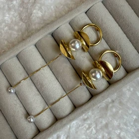 گوشواره مرواریدی و طلایی
