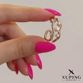 گوشواره ایرکاف زنانه طرح موجین مروارید برند ژوپینگ