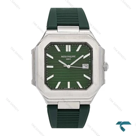 ساعت مچی مردانه پتک فیلیپ Cubitus نقره ای بند رابر سبز Patek-6927-G