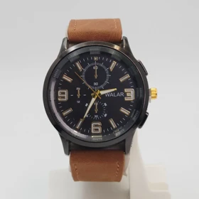 ساعت مچی مردانه والار Walar WG0239 با موتور کوارتز و سبک 3موتوره (عسلی)