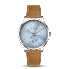 ساعت مچی مردانه فانتور مدل WF1038GB-01 صفحه آبی بند چرم قهوه‌ای