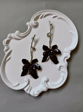 گوشواره گل زرشکی شاخه بلند