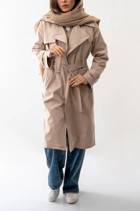 بارانی بلند کمربند دار زنانه