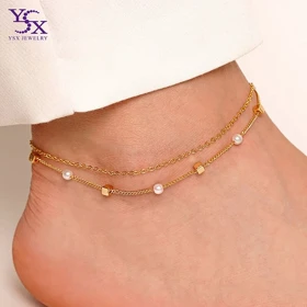 پابند دولاین مکعب و مروارید ظریف YSX، زیبایی در هر قدم