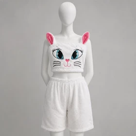 ست تاپ و شلوارک راحتی زنانه مدل گربه