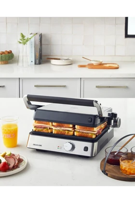گریل و ساندویچ‌ساز English Home مدل TMK 5030 استیل ضدزنگ - زرشکی