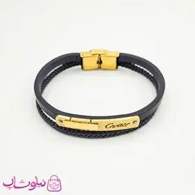 دستبند پسرانه چرم و استیل مدل کارتیه Cartier