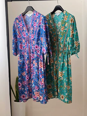 پیراهن مانتویی جلو دکمه طرح سنتی کد 1783