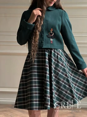 ست کت دامن کشمیر گلدوزی بالرین