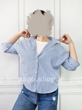 شومیز راه راه جیب‌دار