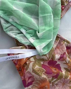 پیراهن بهار نارنج‌وسبز چهار خونه