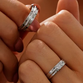 حلقه ست نقره مدرن 2206 – انگشتر ازدواج/نامزدی