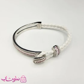 دستبند زنانه بولگاری مدل چرم استیل صورتی سفید نقره ای کیفیت مستر کد 1600