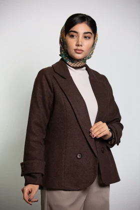 پالتو کت فوتر دوتن دو دکمه (قهوه ای)