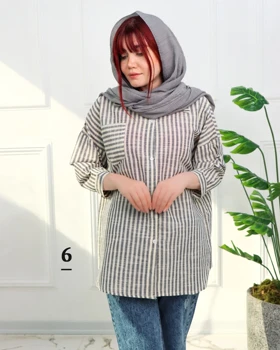 مانتو آستین سه ربع لینن زنانه 0843