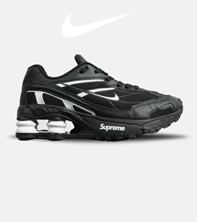 کفش کتانی مردانه مشکی سفید نایک NIKE x SUPREME shox ride 2 مدل 7055