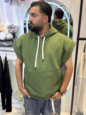 وست هودی سبز پاییزه دورس سه نخ مردانه استایل لش باکسی کیفیت استثنایی