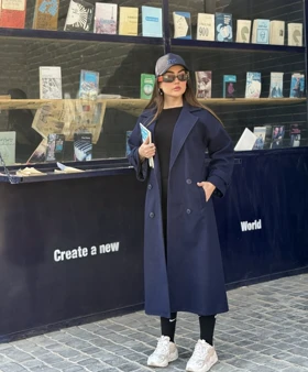 پالتو بلند « شایا» رنگ سورمه ای